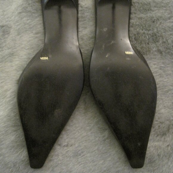 BCBGIRLS BLACK LEATHER KITTEN HEEL MULES 9.5 $69.00 - Picture 3 of 7